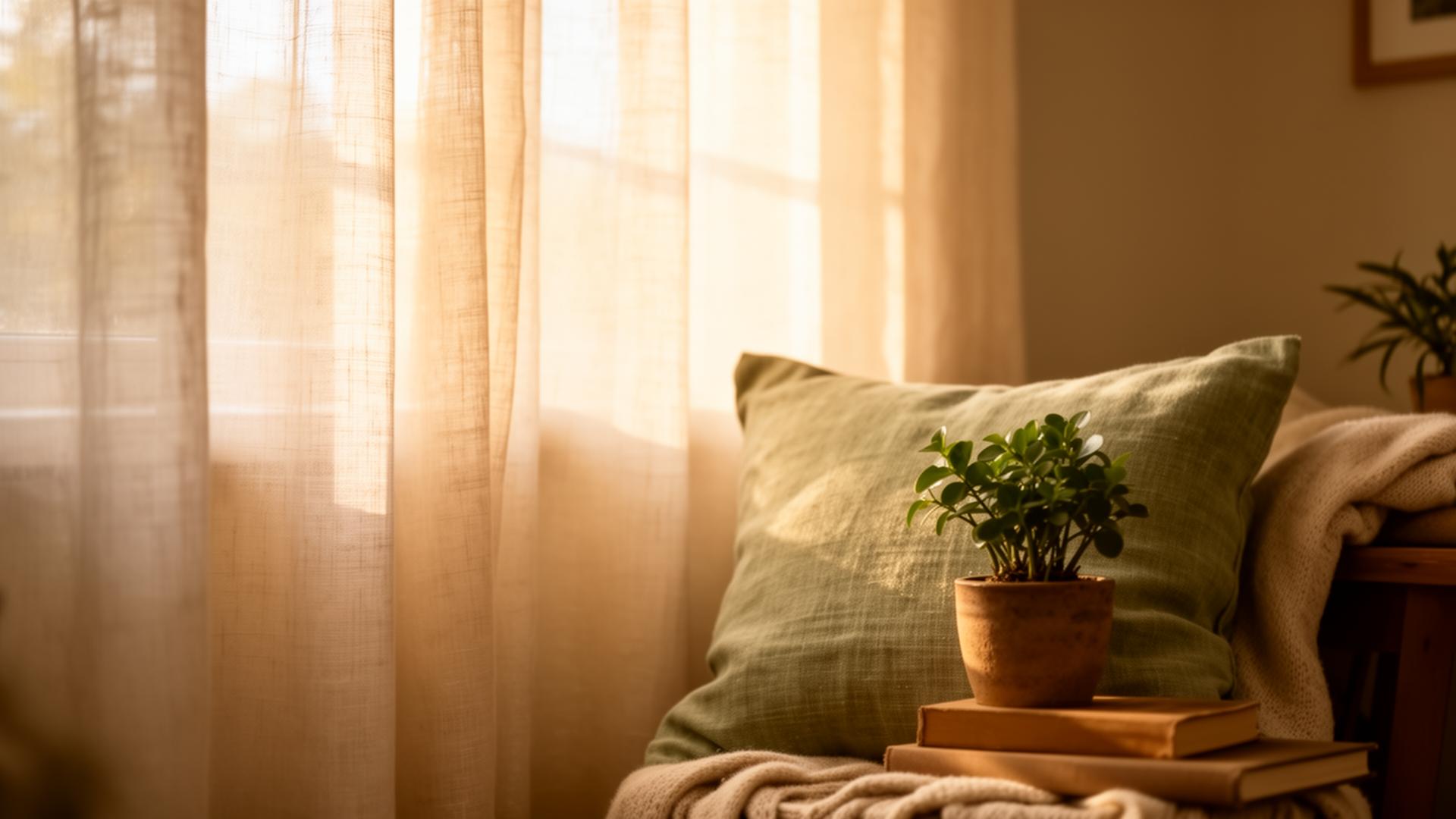 Warm, peaceful space with soft morning light